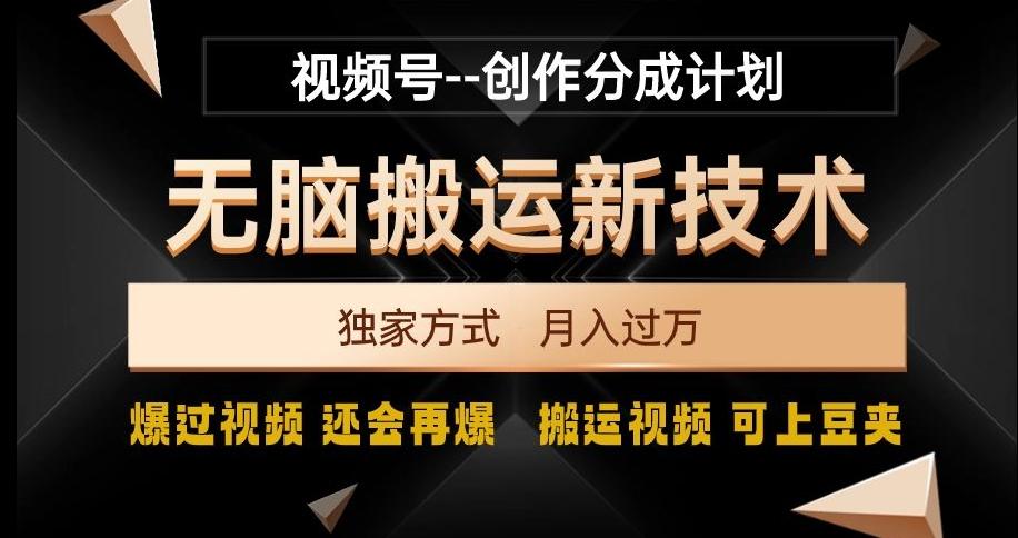 视频号无脑搬运新技术，破原创壕流量，独家方式，爆过视频，还会再爆【揭秘】-蘑菇资源宝库