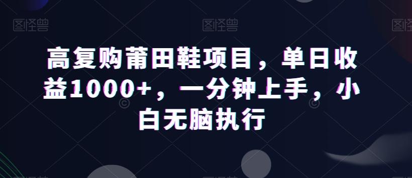高复购莆田鞋项目，单日收益1000+，一分钟上手，小白无脑执行-灼光资源宝库