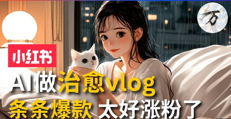 AI治愈系vlog动画视频，小红书1个月轻松涨粉破万，商单报价1500+日入2000+-灼光资源宝库