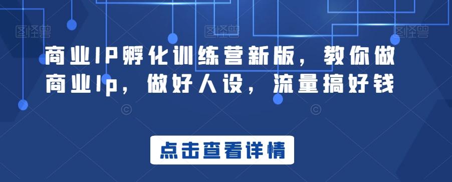 商业IP孵化训练营新版，教你做商业Ip，做好人设，流量搞好钱-灼光资源宝库