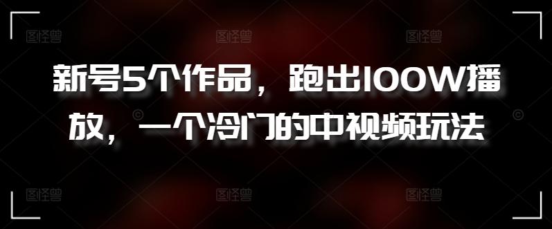 新号5个作品，跑出100W播放，一个冷门的中视频玩法【揭秘】-灼光资源宝库