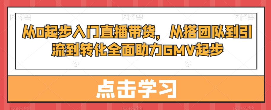 从0起步入门直播带货，​从搭团队到引流到转化全面助力GMV起步-灼光资源宝库
