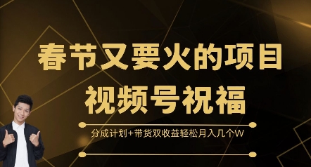 春节又要火的项目视频号祝福，分成计划+带货双收益，轻松月入几个W【揭秘】-灼光资源宝库