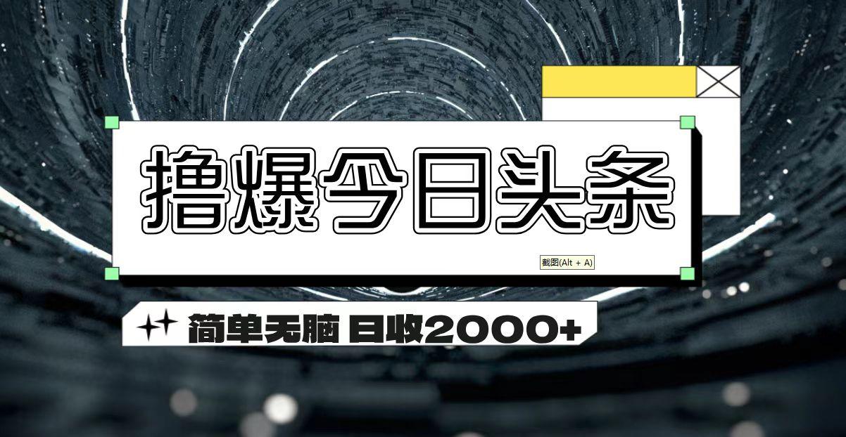 撸爆今日头条 简单无脑操作 日收2000+-灼光资源宝库