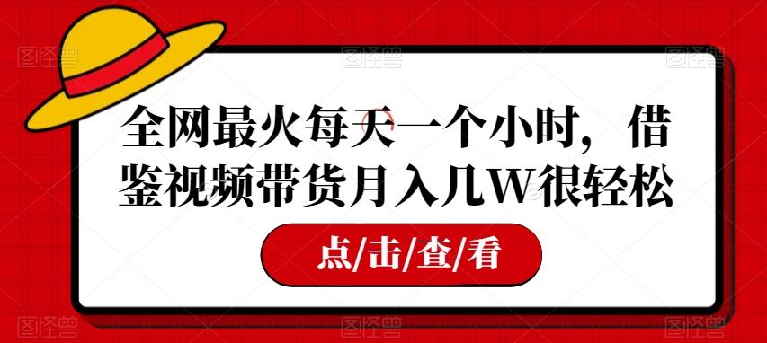 全网最火每天一个小时，借鉴视频带货月入几W很轻松【揭秘】-灼光资源宝库