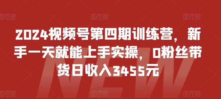 2024视频号第四期训练营，新手一天就能上手实操，0粉丝带货日收入3455元-灼光资源宝库