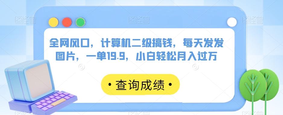 全网风口，计算机二级搞钱，每天发发图片，一单19.9，小白轻松月入过万【揭秘】-资源宝库