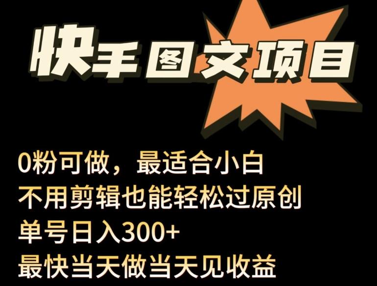 24年最新快手图文带货项目，零粉可做，不用剪辑轻松过原创单号轻松日入300+【揭秘】-灼光资源宝库