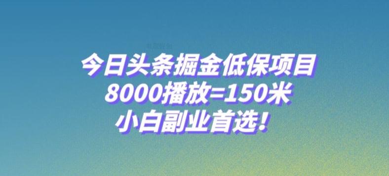 今日头条掘金低保项目，8000播放=150米，小白副业首选【揭秘】-灼光资源宝库