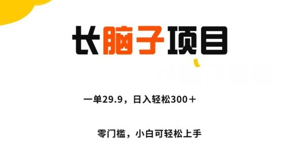 长脑子项目，一单29.9，日入轻松300＋，零门槛操作-灼光资源宝库