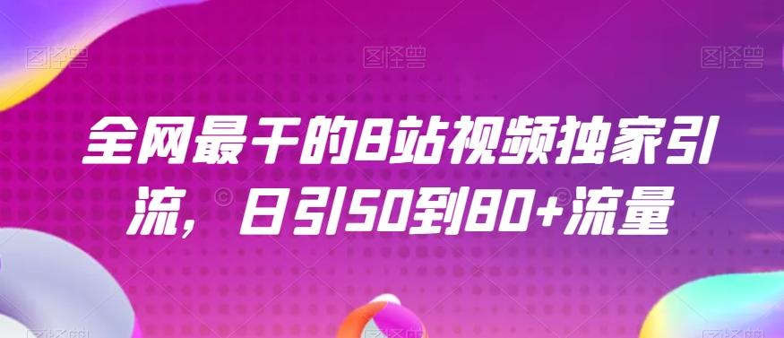 全网最干的B站视频独家引流，日引50到80+流量【揭秘】-灼光资源宝库