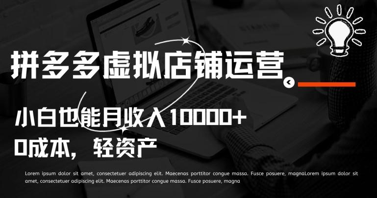 拼多多虚拟店铺运营小白也能月收入10000+【揭秘】-灼光资源宝库