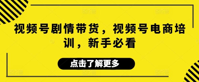 视频号剧情带货,视频号电商培训,新手必看