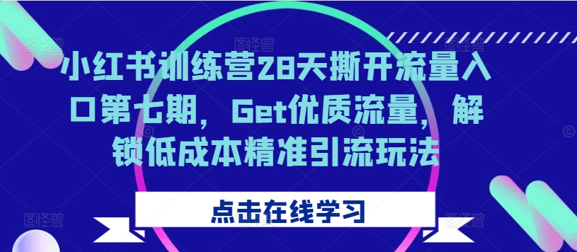 小红书训练营28天撕开流量入口第七期，Get优质流量，解锁低成本精准引流玩法-蘑菇资源宝库