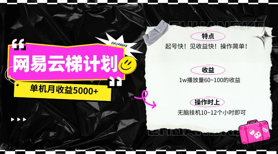 (10063期)最新网易云梯计划网页版，单机月收益5000+！可放大操作-灼光资源宝库
