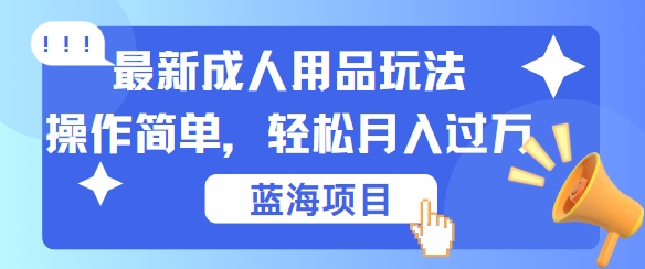 最新成人用品项目玩法，操作简单，动动手，轻松日入几张【揭秘】-灼光资源宝库