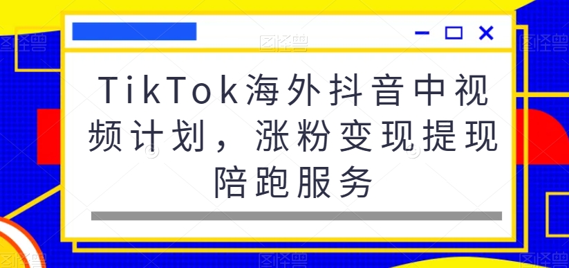 TikTok海外抖音中视频计划,涨粉变现提现陪跑服务