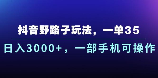 抖音野路子玩法，一单35.日入3000+，一部手机可操作-蘑菇资源宝库