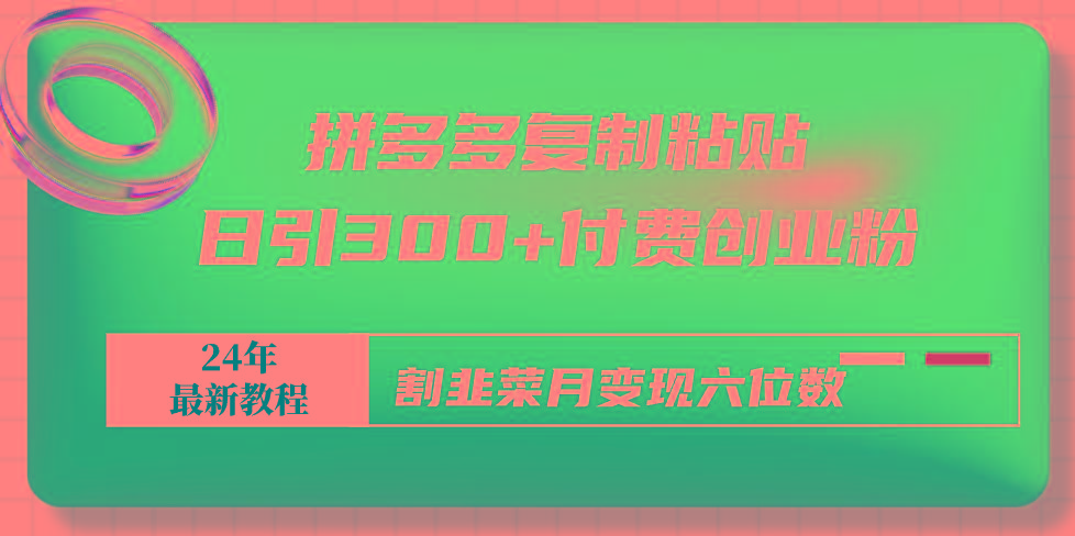 拼多多复制粘贴日引300+付费创业粉，割韭菜月变现六位数最新教程！-灼光资源宝库