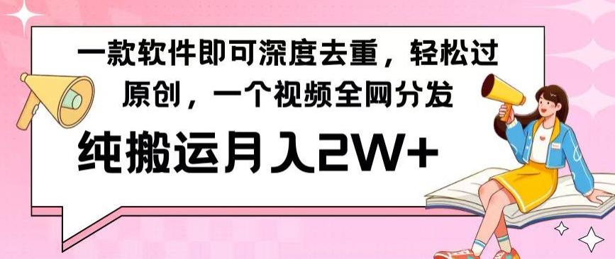 一款软件深度去重，轻松过原创，一个视频全网分发，纯搬运月入2W+-灼光资源宝库