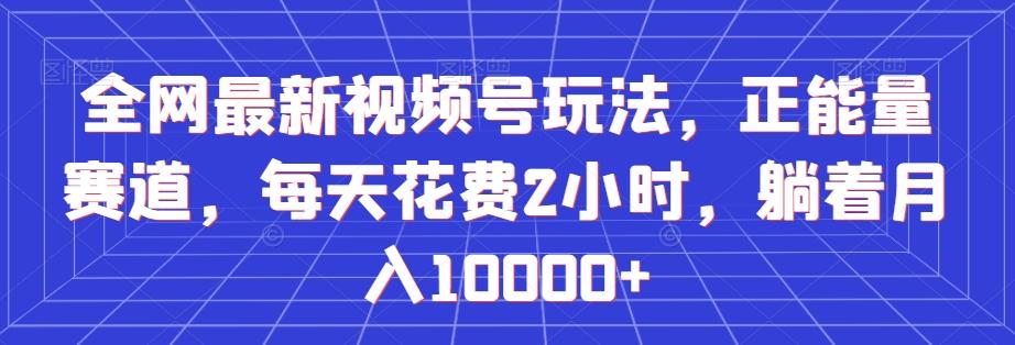 全网最新视频号玩法，正能量赛道，每天花费2小时，躺着月入10000+【揭秘】-灼光资源宝库
