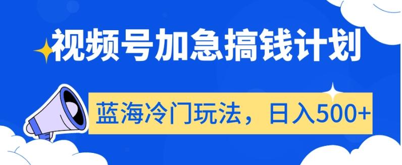 视频号加急搞钱计划，蓝海冷门玩法，日入500+【揭秘】-蘑菇资源宝库