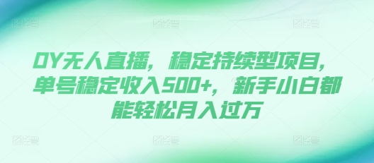 DY无人直播，稳定持续型项目，单号稳定收入500+，新手小白都能轻松月入过万【揭秘】-灼光资源宝库