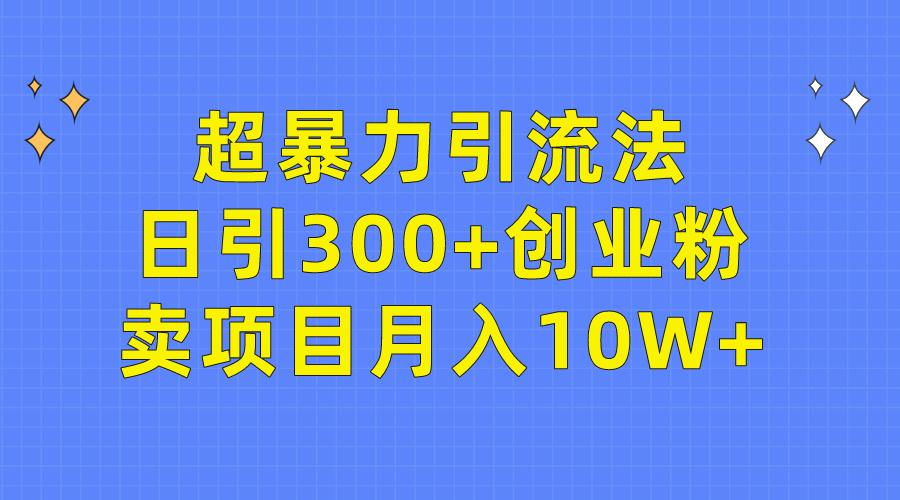 (9954期)超暴力引流法，日引300+创业粉，卖项目月入10W+-灼光资源宝库