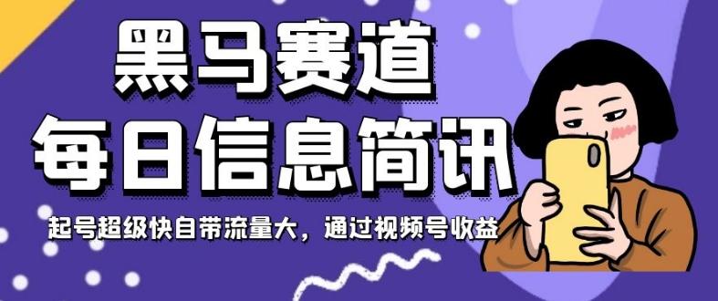 黑马赛道每日信息简讯，起号超级快自带流量大，通过视频号收益【揭秘】-灼光资源宝库