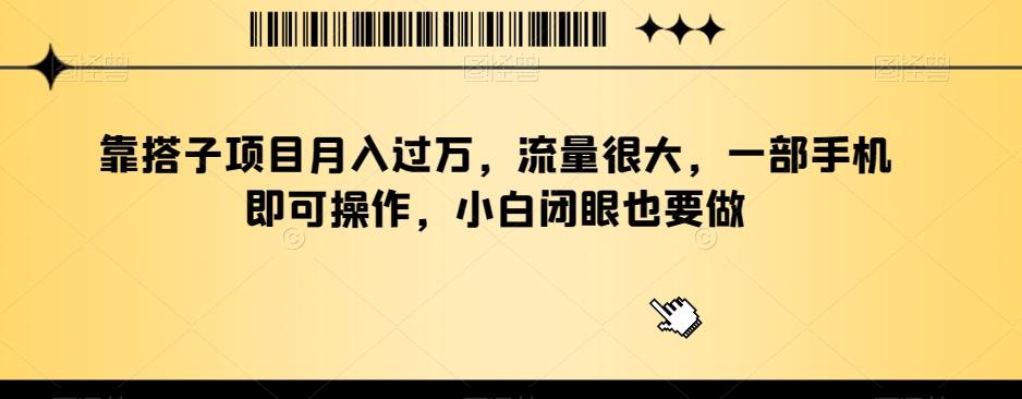 靠搭子项目月入过万，流量很大，一部手机即可操作，小白闭眼也要做-灼光资源宝库