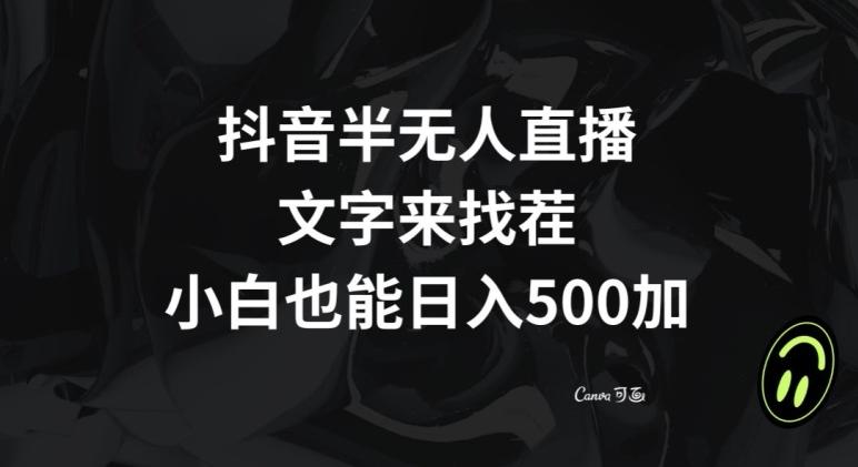 抖音半无人直播，文字来找茬小游戏，每天收益500+【揭秘】-灼光资源宝库