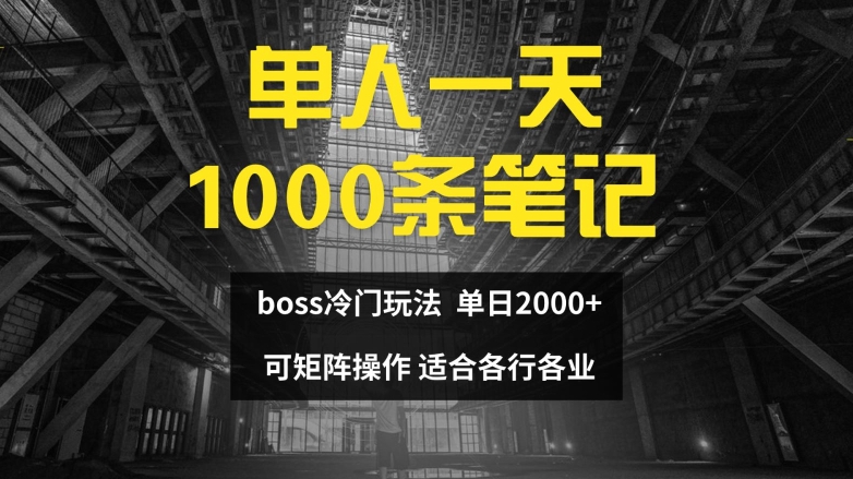 单人一天1000条笔记，日入2000+，BOSS直聘的正确玩法【揭秘】-灼光资源宝库