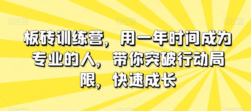 板砖训练营，用一年时间成为专业的人，带你突破行动局限，快速成长-灼光资源宝库