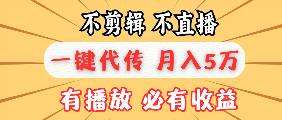 不剪辑不直播，一键代发，月入5万懒人必备，我出视频你来发-灼光资源宝库