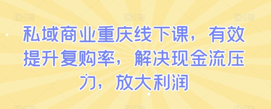 私域商业重庆线下课，有效提升复购率，解决现金流压力，放大利润-灼光资源宝库