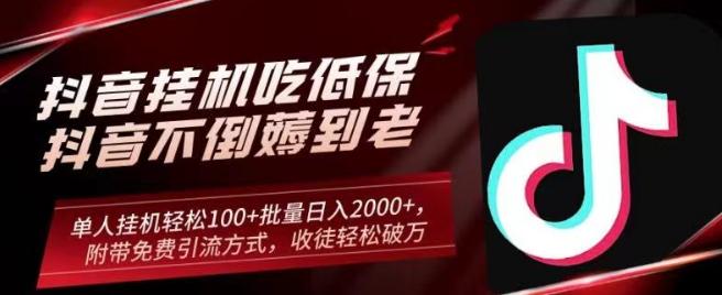 抖音挂机吃低保项目，单人挂机轻松100+批量日入2000+，附带免费引流方式，收徒轻松破万-灼光资源宝库