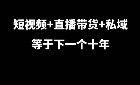 短视频+直播带货+私域等于下一个十年，大佬7年实战经验总结-灼光资源宝库
