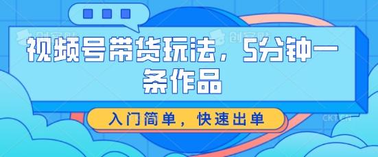 视频号带货玩法，5分钟一条作品，入门简单，快速出单【揭秘】-灼光资源宝库