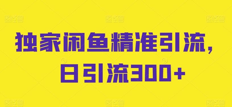 独家闲鱼精准引流，日引流300+【揭秘】-灼光资源宝库