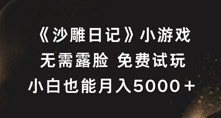 《沙雕日记》小游戏，无需露脸免费试玩，小白也能月入5000+【揭秘】-灼光资源宝库