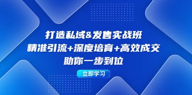 打造私域&发售实操班：精准引流+深度培育+高效成交，助你一步到位-灼光资源宝库