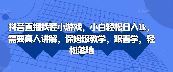 抖音直播找茬小游戏，小白轻松日入1k，需要真人讲解，保姆级教学，跟着学，轻松落地【揭秘】-灼光资源宝库
