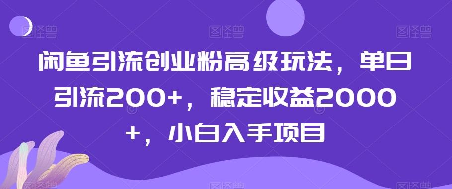 闲鱼引流创业粉高级玩法，单日引流200+，稳定收益2000+，小白入手项目-灼光资源宝库