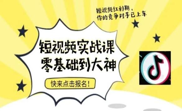 短视频零基础落地实操训练营，短视频实战课零基础到大神-灼光资源宝库