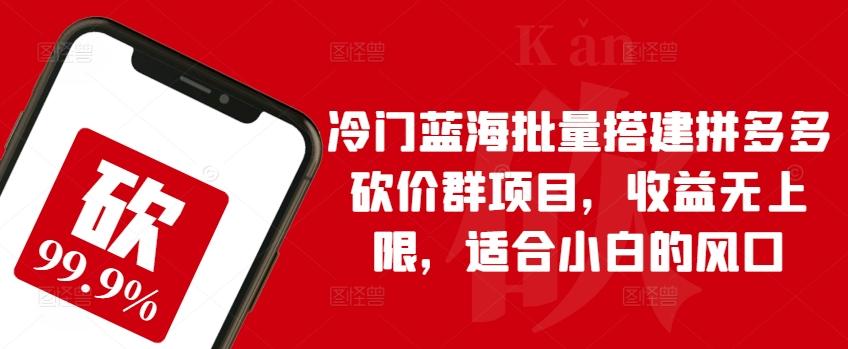 冷门蓝海批量搭建拼多多砍价群项目，收益无上限，适合小白的风口【揭秘】-灼光资源宝库