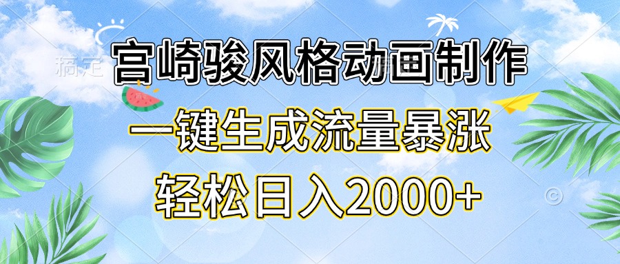 宫崎骏风格动画制作，一键生成流量暴涨，轻松日入2000+-灼光资源宝库
