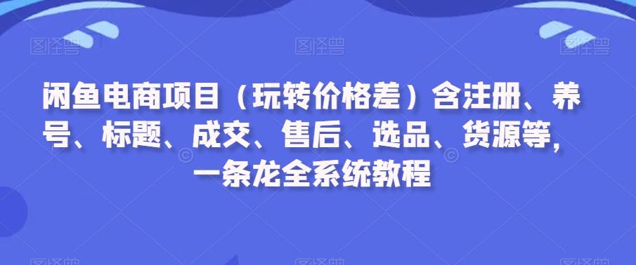 闲鱼电商项目(玩转价格差)含注册、养号、标题、成交、售后、选品、货源等，一条龙全系统教程-灼光资源宝库