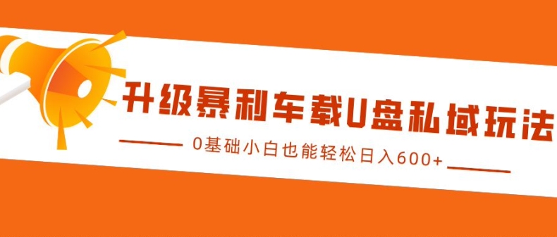 升级暴利车载U盘私域玩法，0基础小白也能轻松日入多张【揭秘】-灼光资源宝库