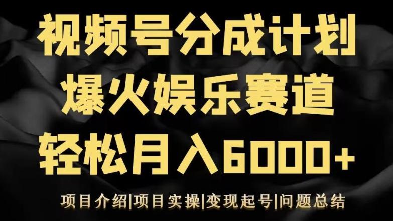 视频号创作分成计划之娱乐赛道轻松日入500+-灼光资源宝库