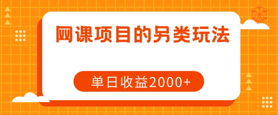 网课项目的另类玩法，单日收益2000+【揭秘】-灼光资源宝库